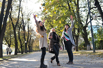 Image showing Three young ladies enjoying themselves