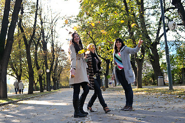 Image showing Three young ladies enjoying themselves