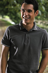 Image showing  young casual man outdoor portrait smiling