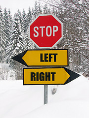 Image showing left&right road sign in nature