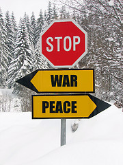 Image showing war or peace? question is now!