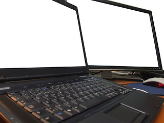 Image showing emty dual display computer system 