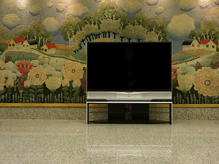 Image showing big plasma tv with empty space to  write