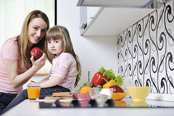 Image showing happy daughter and mom in kitchen