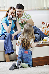 Image showing happy family special moments on video