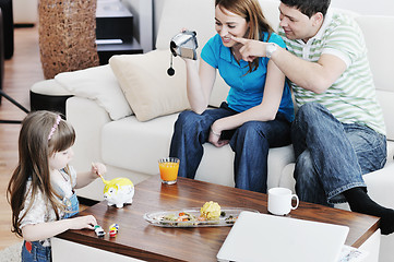 Image showing happy family special moments on video