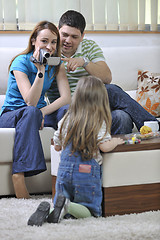 Image showing happy family special moments on video