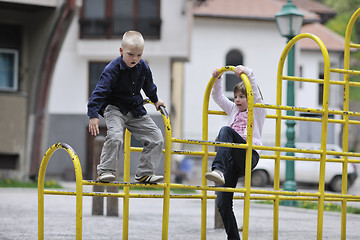 Image showing happy brother and sister outdoor in park