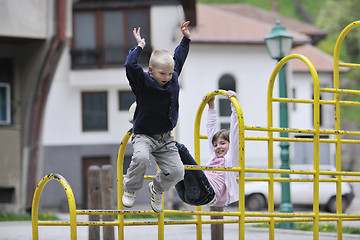 Image showing happy brother and sister outdoor in park