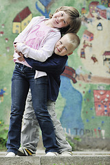 Image showing happy brother and sister outdoor in park
