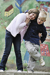 Image showing happy brother and sister outdoor in park