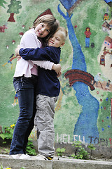 Image showing happy brother and sister outdoor in park