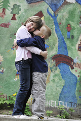 Image showing happy brother and sister outdoor in park