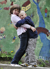 Image showing happy brother and sister outdoor in park