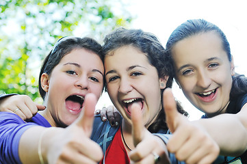 Image showing teen girls group outdoor