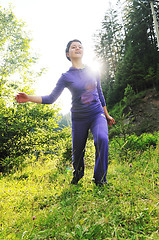 Image showing girl jump outdoor