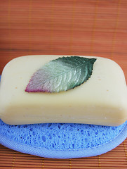 Image showing Soap with a leaf