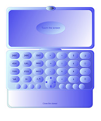 Image showing Blue Telephone with a drawer