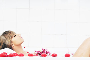 Image showing woman bath flower