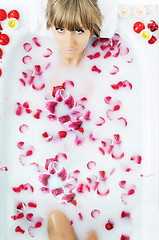 Image showing woman bath flower