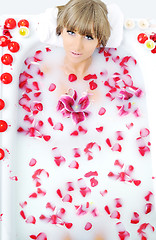 Image showing woman bath flower