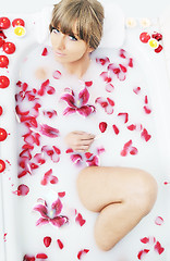 Image showing woman bath flower