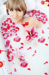 Image showing woman bath flower