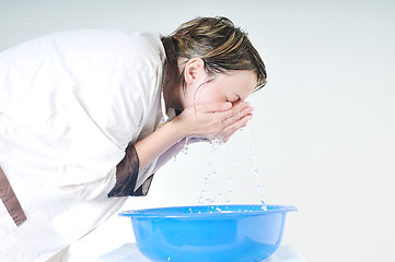 Image showing woman face wash