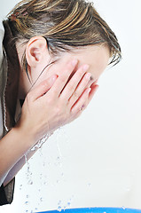 Image showing woman face wash