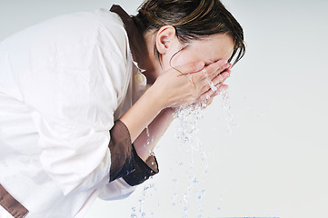 Image showing woman face wash