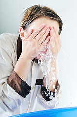 Image showing woman face wash