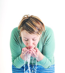 Image showing woman face wash
