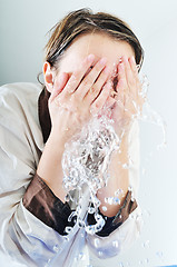 Image showing woman face wash