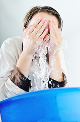 Image showing woman face wash