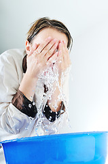 Image showing woman face wash