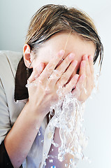 Image showing woman face wash