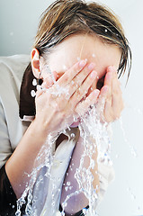 Image showing woman face wash