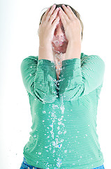 Image showing woman face wash