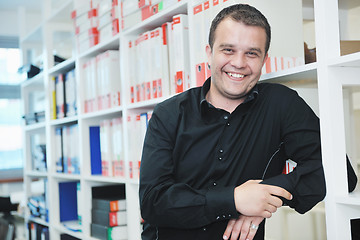 Image showing male adult in archive library