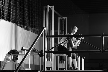 Image showing young woman practicing fitness and working out