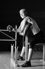 Image showing young woman practicing fitness and working out