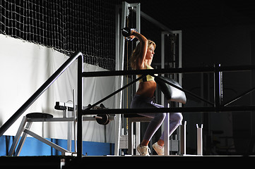 Image showing young woman practicing fitness and working out