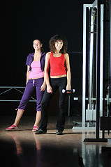 Image showing two women work out  in fitness club