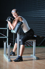 Image showing young woman practicing fitness and working out
