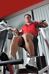 Image showing Strong  man work out in gym