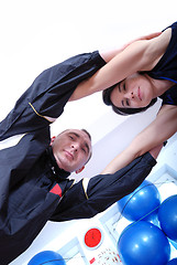 Image showing .happy couple recreating in fitness studio