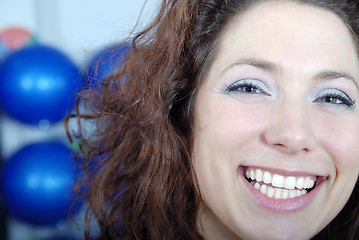 Image showing happy girl in fitness studio