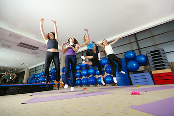 Image showing Happy young girls jumping high