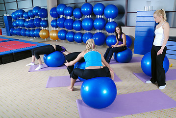 Image showing beautiful young girls working out in a gym