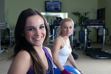 Image showing pretty girls in fitness club